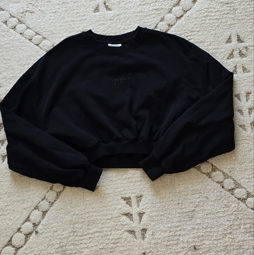 YoungLA Black Cropped Hoodie